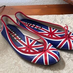 Union Jack Print Ballet Flats - Red, White & Blue